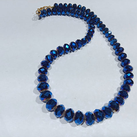High Quality Gradation Blue Crystal Beads Mala