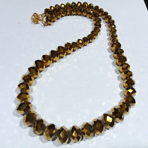 High Quality Gradation Golden Crystal Beads Mala