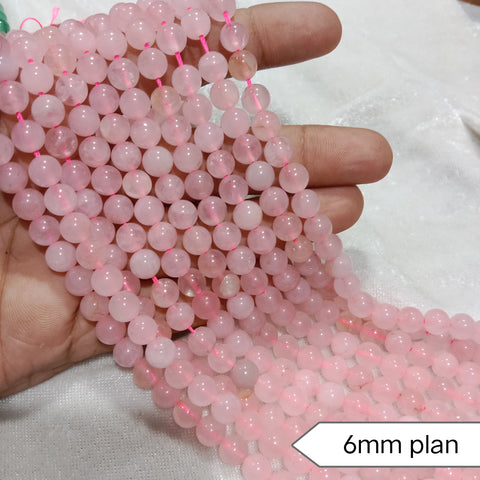 Rose Quartz Plane Round 6mm Agate Beads 60 Beads