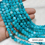 Sheded Sky Blue Round Plan 6mm Agate Beads 60 Beads