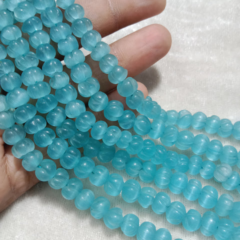 Sky Blue Monalisa Pumpkin Beads 50 Beads Approx
