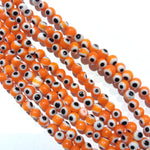 Evil Eye Beads 4mm Size 1 String Orange Colour