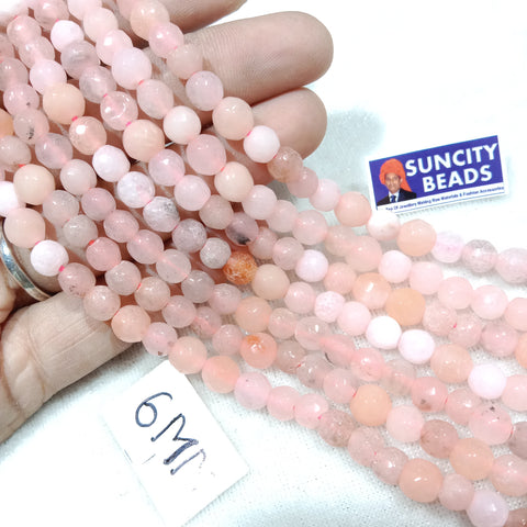 Sheded Pink 6mm Agate beads 1 string