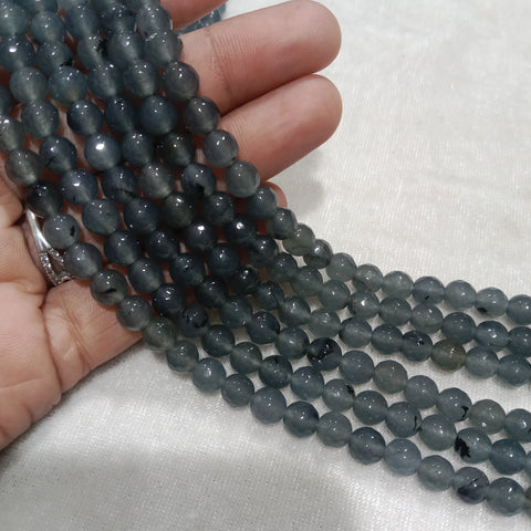 Texture Gray Facited Round 6mm Agate Beads 60 Beads