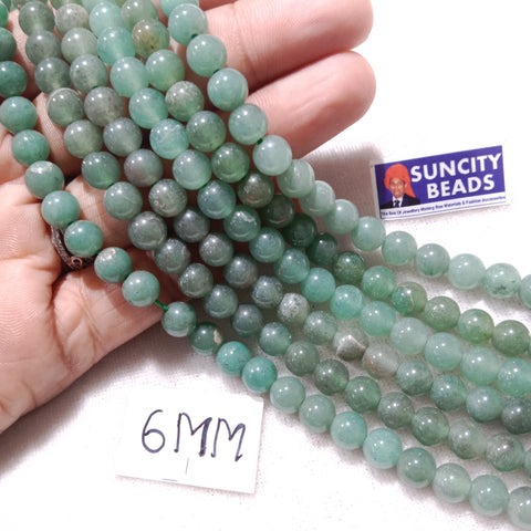 Light Green Sheded Colour Round Plan 6mm Agate Beads 60 Beads