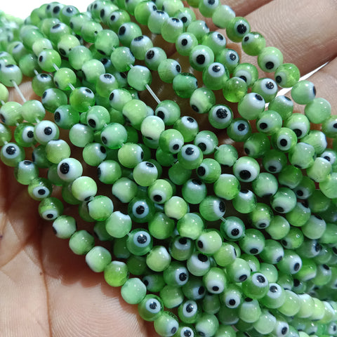 Evil Eye Beads 4mm Size 1 String Mint Green Colour