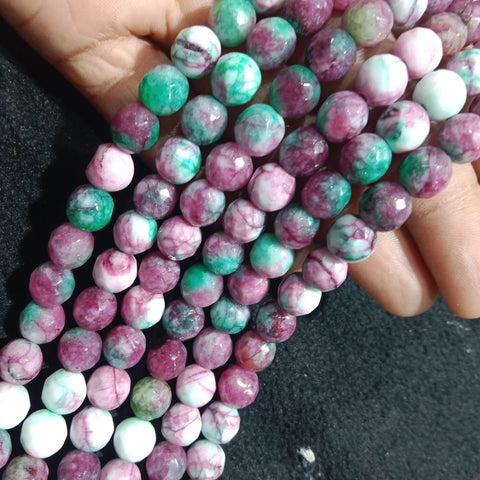 8mm Agate Beads Multi Greenish Purple Colour 45pcs