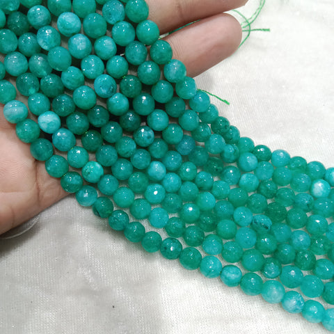 Sheded  Light Green 6mm Agate beads 1 string