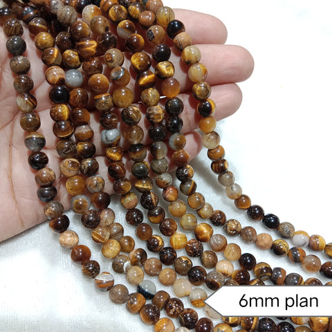 Tiger Eye Round Plan 6mm Agate Beads 60 Beads