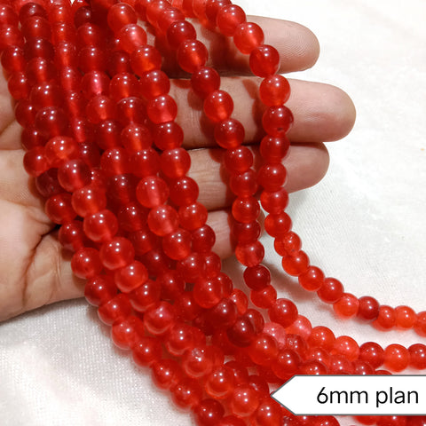 Red Colour Round Plan 6mm Agate Beads 60 Beads