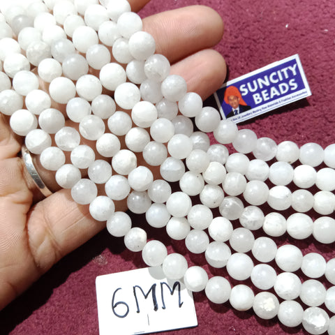 White Colour Round Plan 6mm Agate Beads 60 Beads