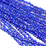 Flat Evil Eye Beads 4mm Size 1 String Blue Colour