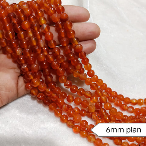 Orange Plan Round 6mm Agate Beads 60 Beads