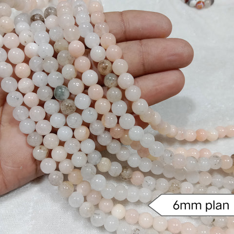 Sheded white Round Plan 6mm Agate Beads 60 Beads