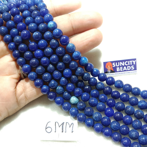 Sheded Blue Round Plan 6mm Agate Beads 60 Beads