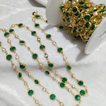 Dark Green Shine Beads Pearl Gunthan beaded chain 1 MTR