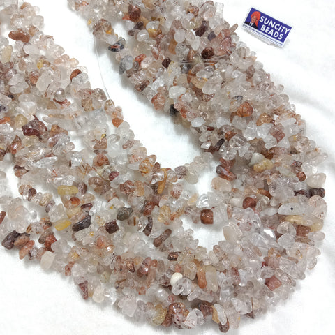 Fire Quartz Chips Colour Fancy Uncut Stone Beads 1 String