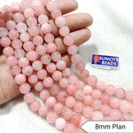 Peachs Pink 8mm plan agate beads 1 string