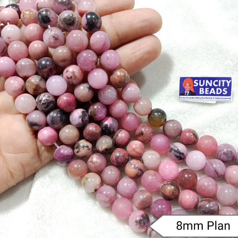 8mm Plan Agate Beads Pink Shaded 45 Beads