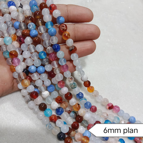 Sheded Multi  Plan Round 6mm Agate Beads 60 Beads