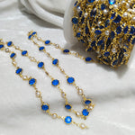 Blue color  Shine Beads Pearl Gunthan beaded chain 1 MTR