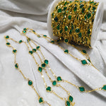 Shine Beads Dark Green color Gunthan beaded chain 1 MTR