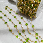 Green Shine Beads Pearl Gunthan beaded chain 1 MTR