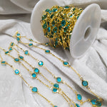 Shine Beads firozi color Gunthan beaded chain 1 MTR