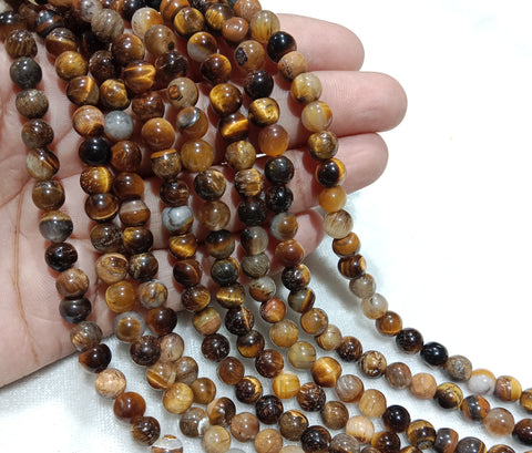 8mm Agate Beads Tiger Eye Shaded 45pcs