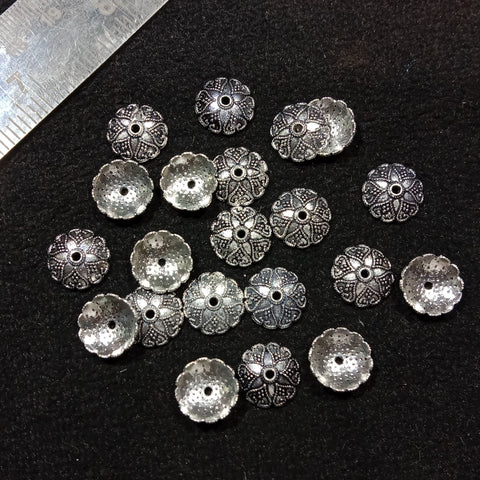 Silver Oxidize Metal Caps 140 Pcs