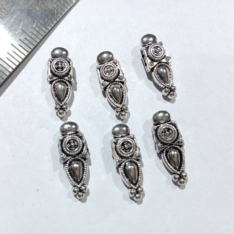 Silver Kolhapuri Oxidize Metal Beads 28 Pcs