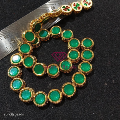 12Mm Meenakari Kundan Dabi 30 Pcs Emerald Jewelry Findings