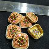 2mm Square Meenakari kundan Brooch 6pcs