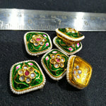 2mm Square Meenakari kundan Brooch 6pcs