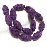 Oval Carving Flower Beads 12 Pcs