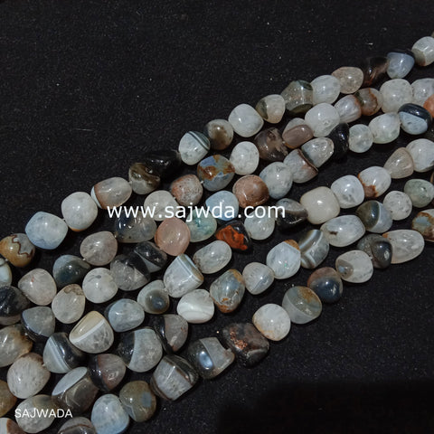 Agate Tumble Stone Beads Grey Texture 1 String