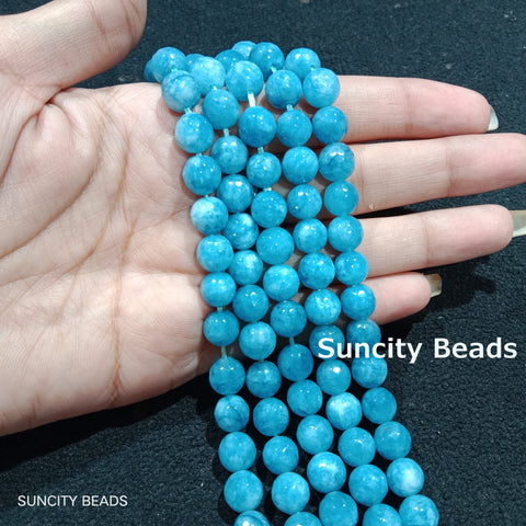 Sea Blue Texture 8mm Agate Beads 45pcs