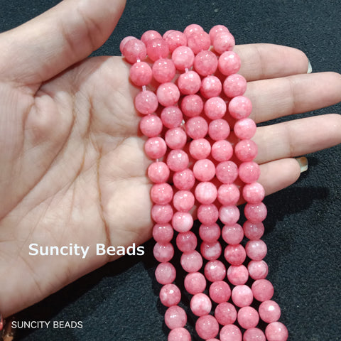 Shaded Carrot Pink 8mm Agate Beads 45pcs