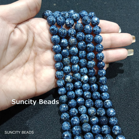 Dark Blue Texture 8mm Agate Beads 45pcs