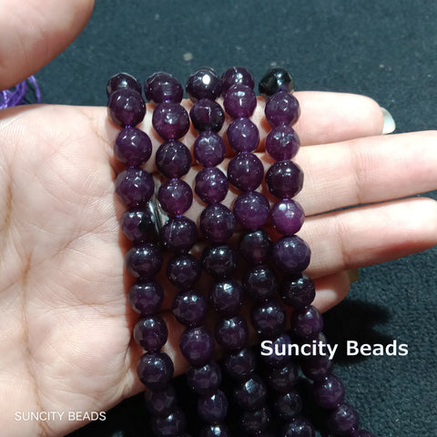 Dark Purple 8mm Agate Beads 45pcs