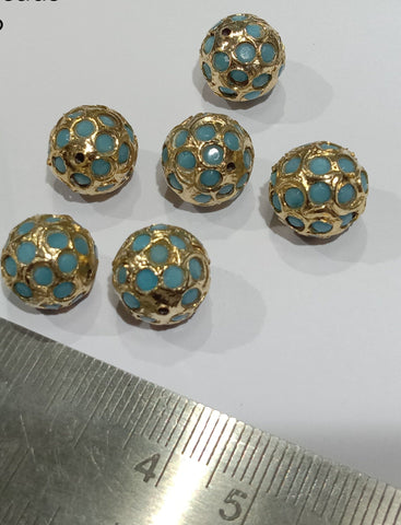 Turquoise Blue Meenakari Kundan Beads