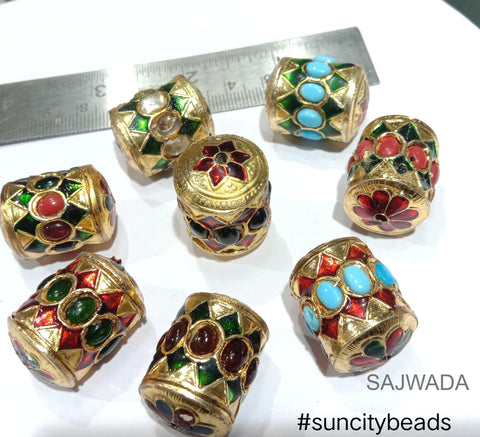 Meenakari Kundan Jadau Beads 2 Pieces