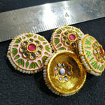 Meenakari kundan brooch 4pcs