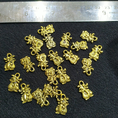 Oxidize Metal Dragon Charm Beads 100 Pieces