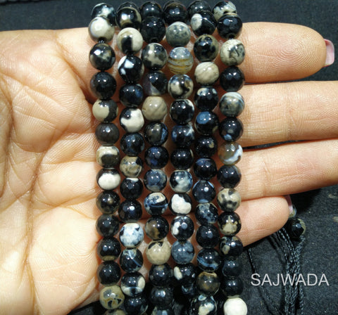 Agate Beads 6mm Black Texture