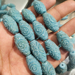Oval Carving Flower Beads 12 Pcs