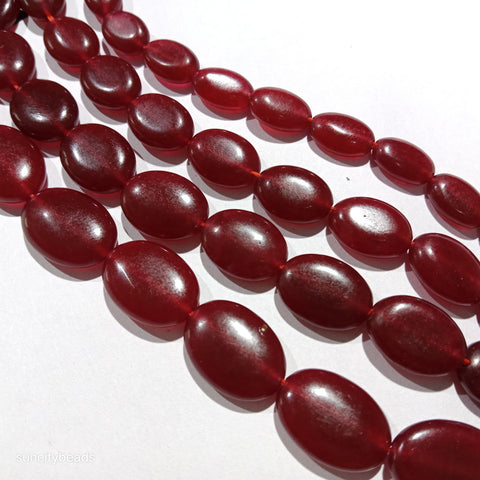 Ruby Flat Oval Beads 1 String