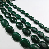 Emerald Flat Oval Beads 1 String