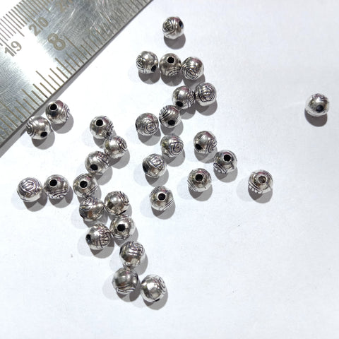 Silver oxidize Metal beads 50 cs