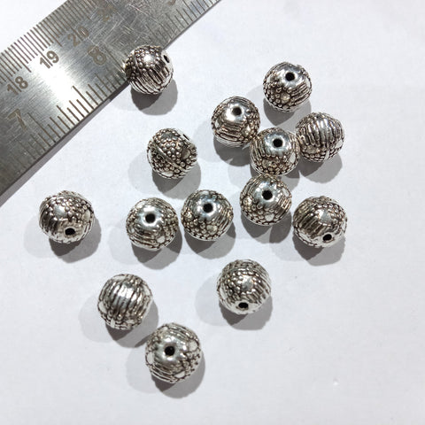 Silver Oxidize Metal Beads 17 Pcs